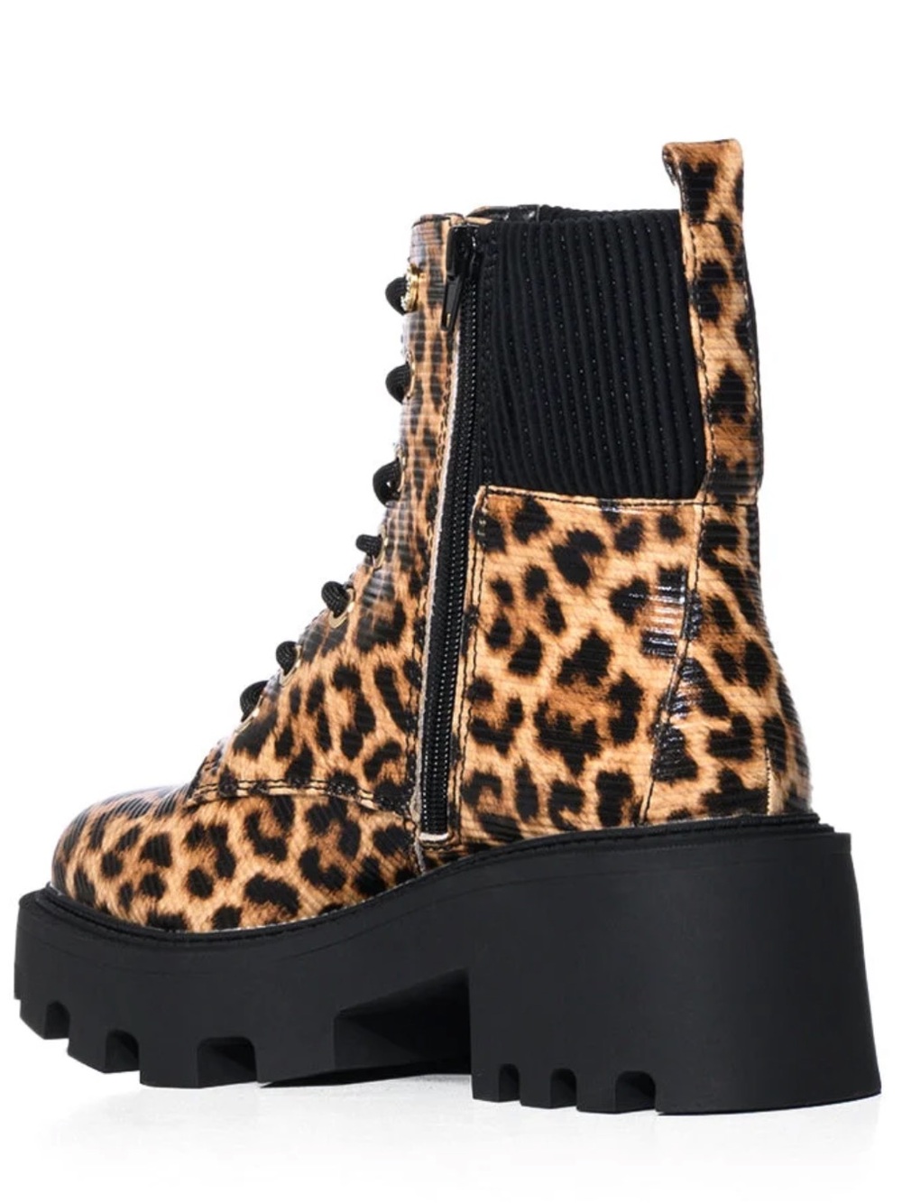 AZALEA WANG ESPECIAL LEOPARD LACE-UP PLATFORM COMBAT BOOTIES SZ 7.5 NEW - Picture 4 of 10